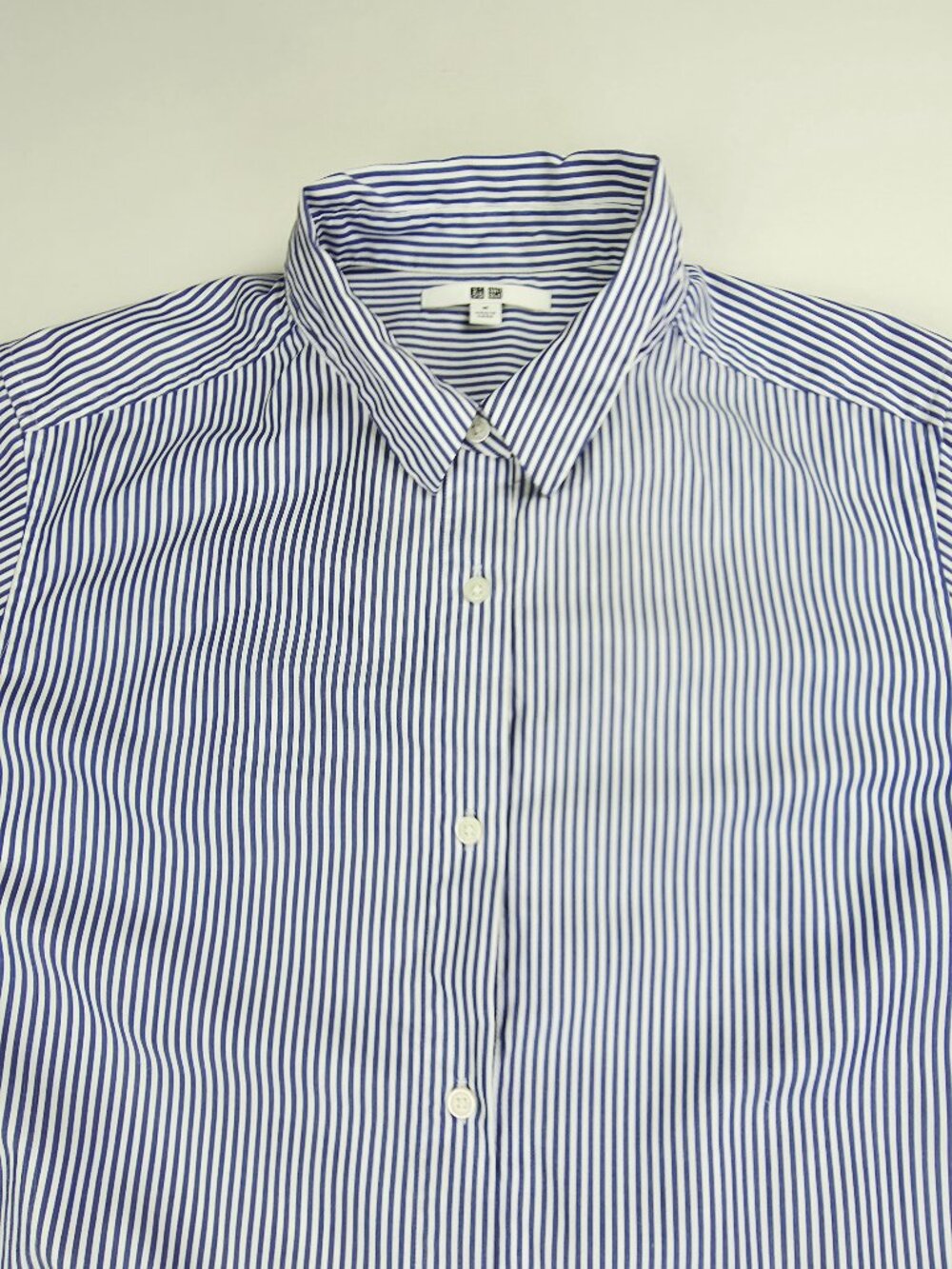 Uniqlo Button Up Side Pockets Shirt Dress Womens Size Medium Blue White Stripe
